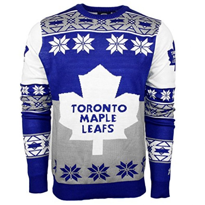 NHL Toronto Maple Leafs Big Logo Ugly Crew Neck Sweater, Large, Team Color