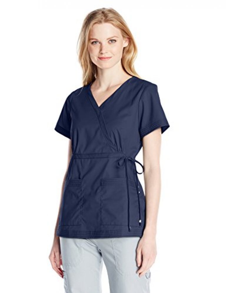 Koi Women's Katelyn Easy-Fit Mock-Wrap Scrub Top With Adjustable Side ...