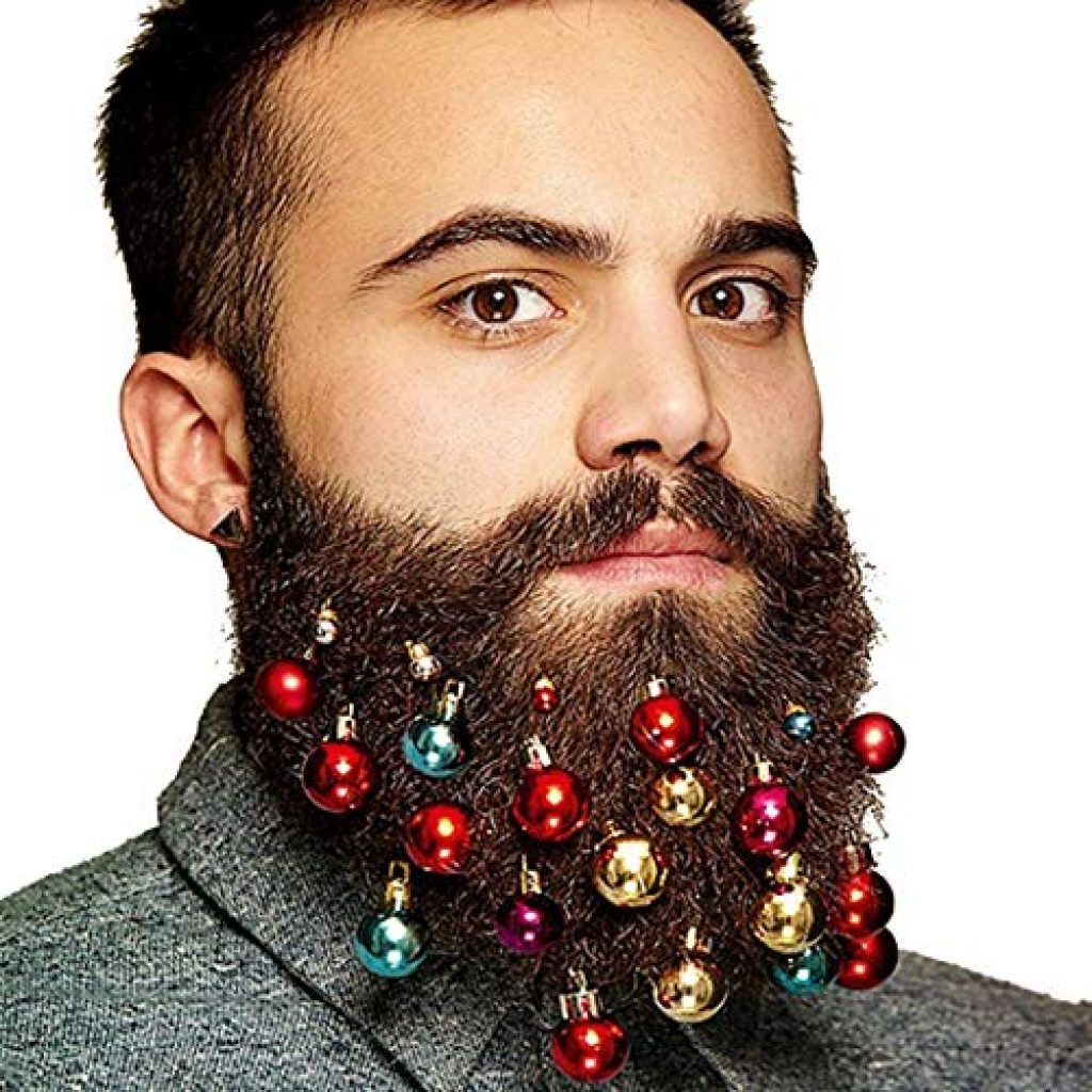 Beard Ornaments 12pc Colorful Christmas Facial Hair Ball Baubles for