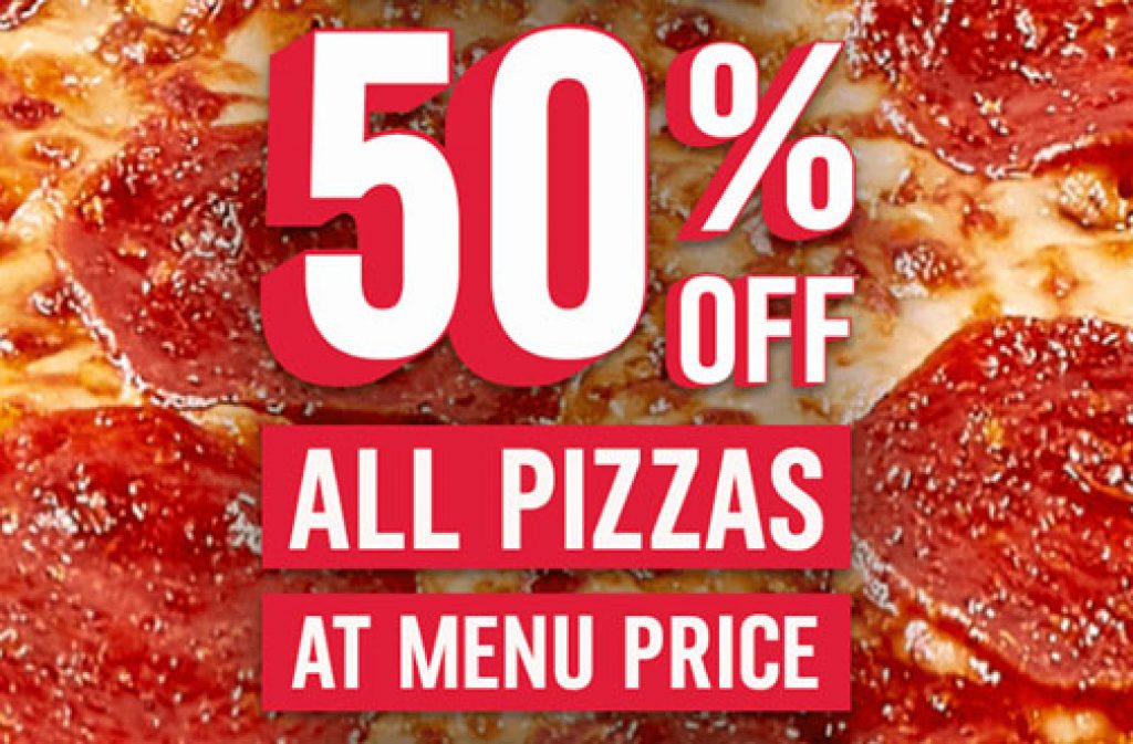 Dominos 50% Off Week — Deals from SaveaLoonie!