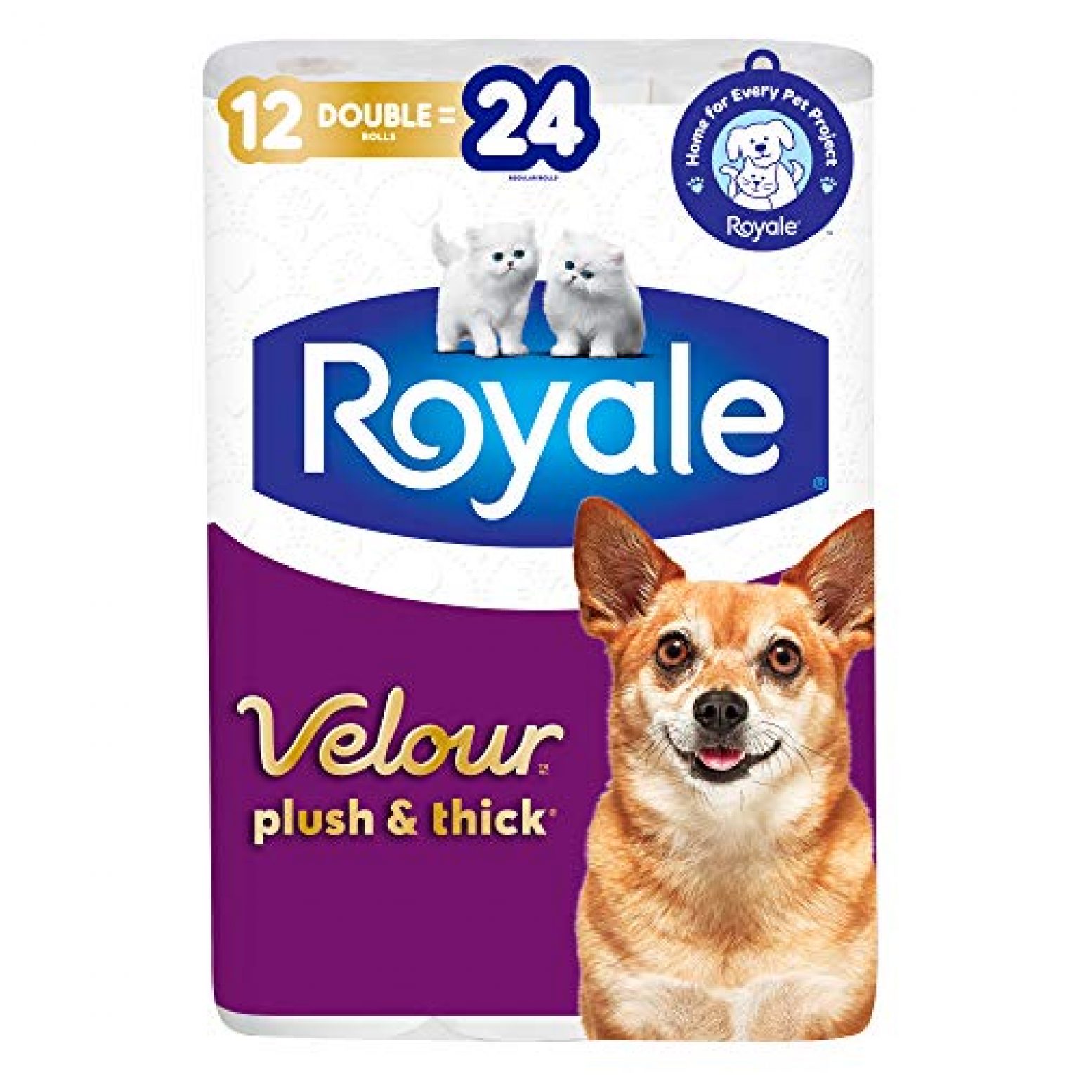 Royale Velour, Plush & Thick Toilet Paper, 12 = 24 rolls — Deals from 