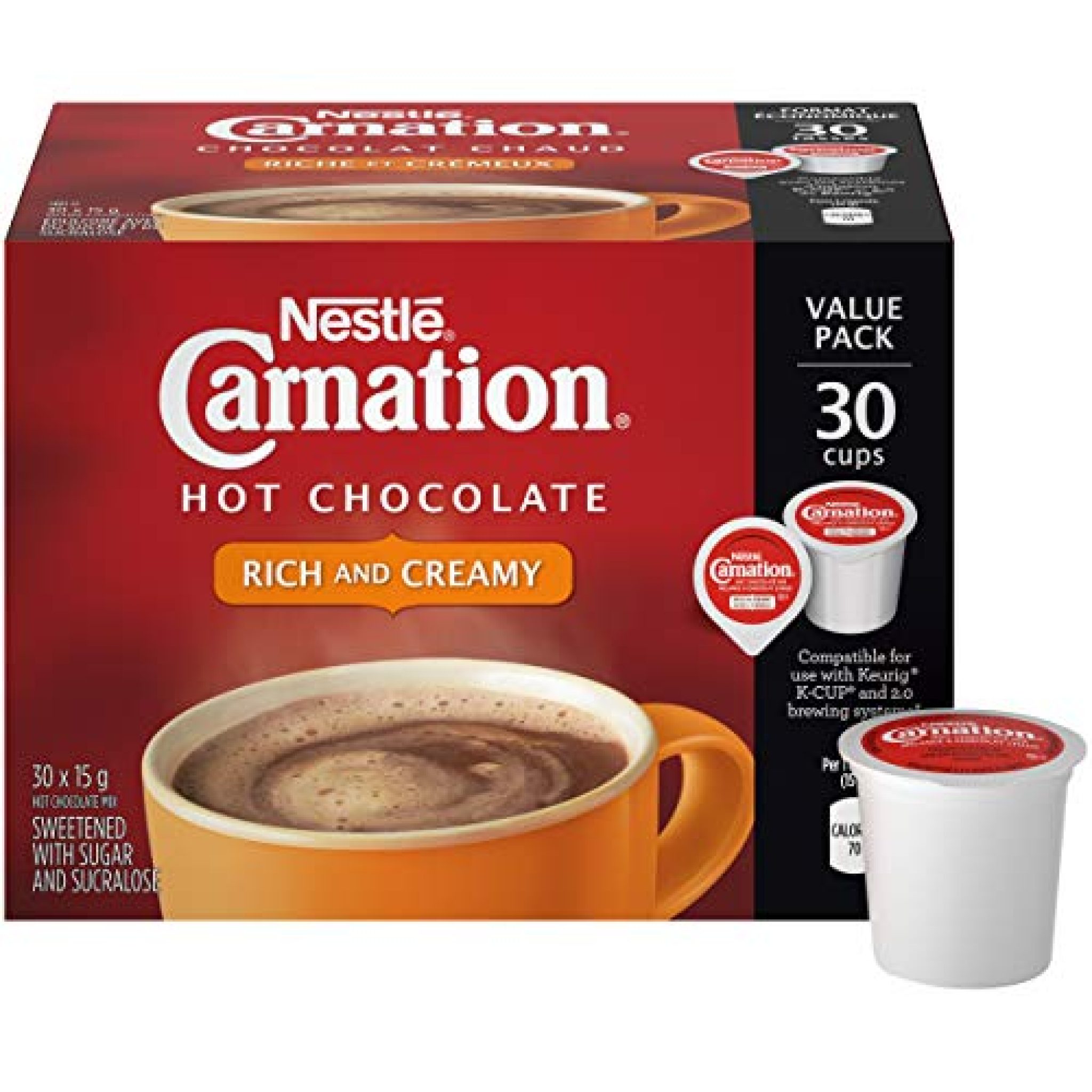 Carnation Hot Chocolate, Rich And Creamy, Keurig K-Cup Compatible Pods ...