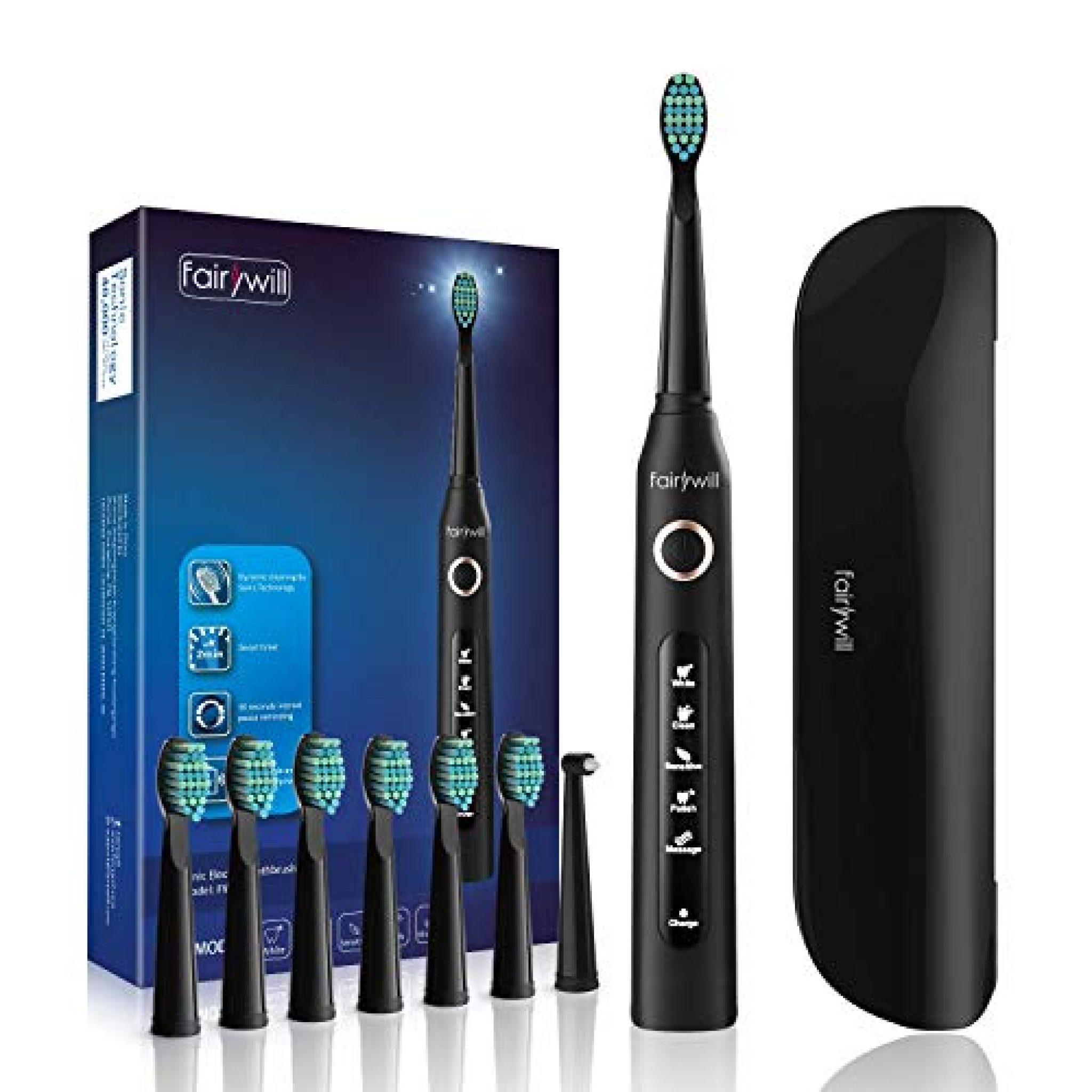 Fairywill Electric Toothbrush for Adults with 5 Modes, Smart Timer, 8 ...