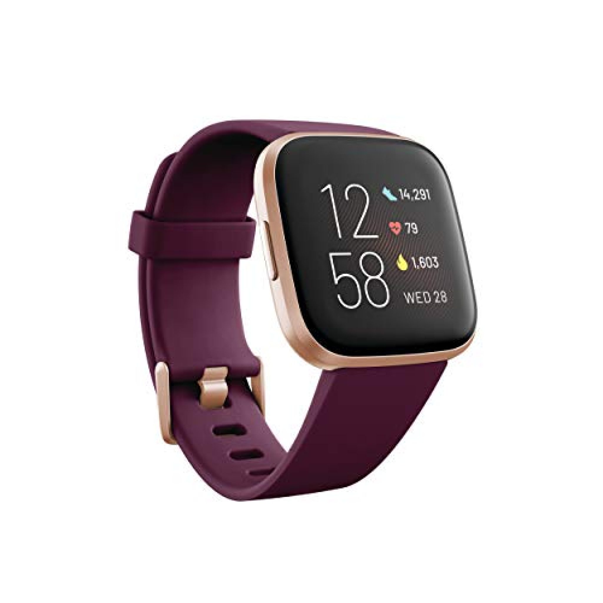 Fitbit Versa 2 Health & Fitness Smartwatch, Bordeaux/Copper Rose ...