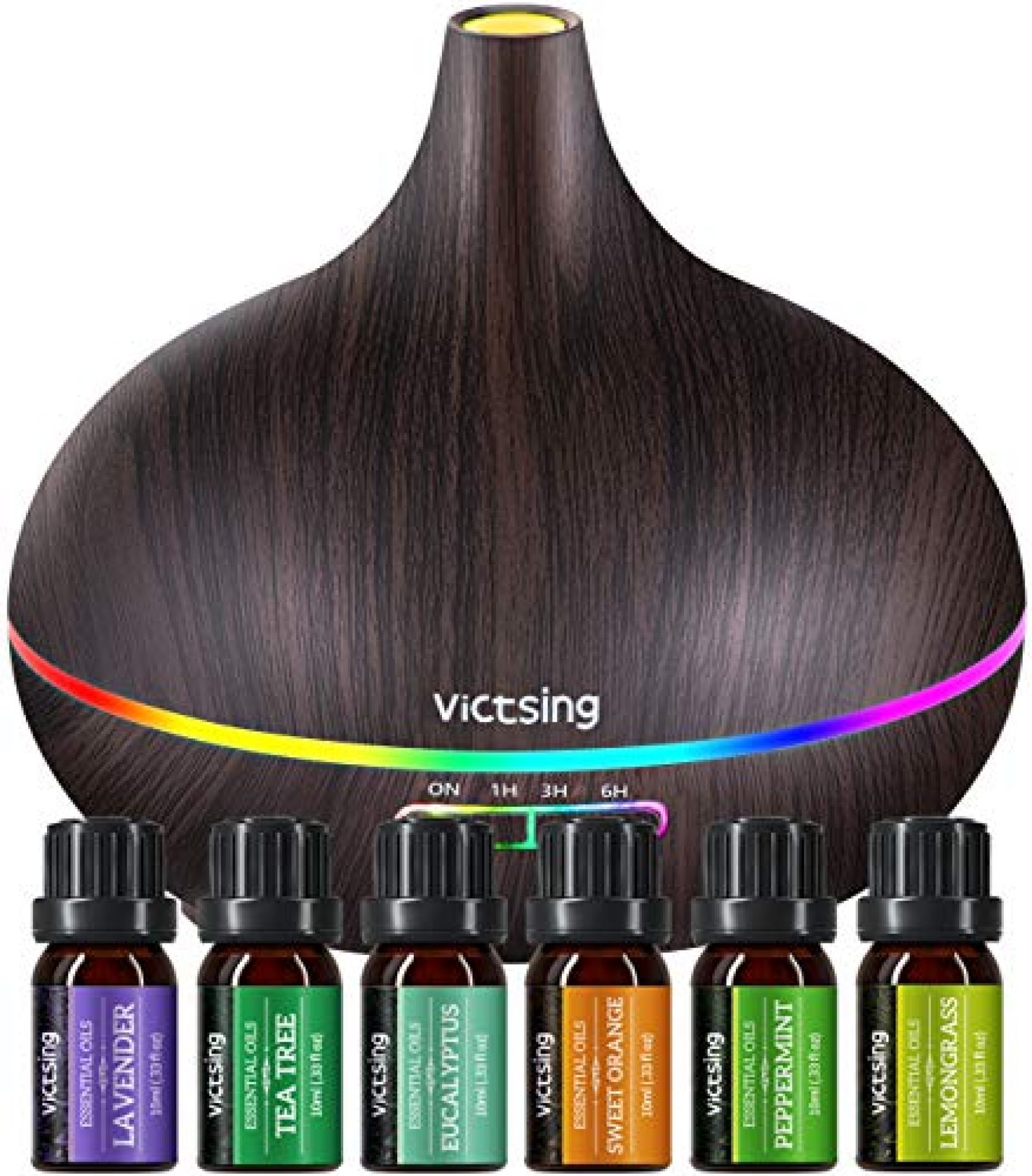 Victsing By Homasy 500ml Essential Oil Diffusers Set With Oils Black — Deals From Savealoonie 4528