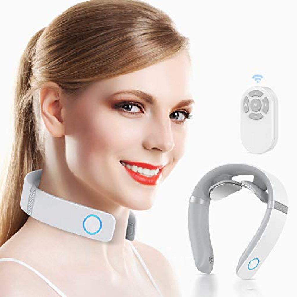 HOMIEE Smart Neck Massager with Heat, 6 Modes, 16 Levels of Intensity ...