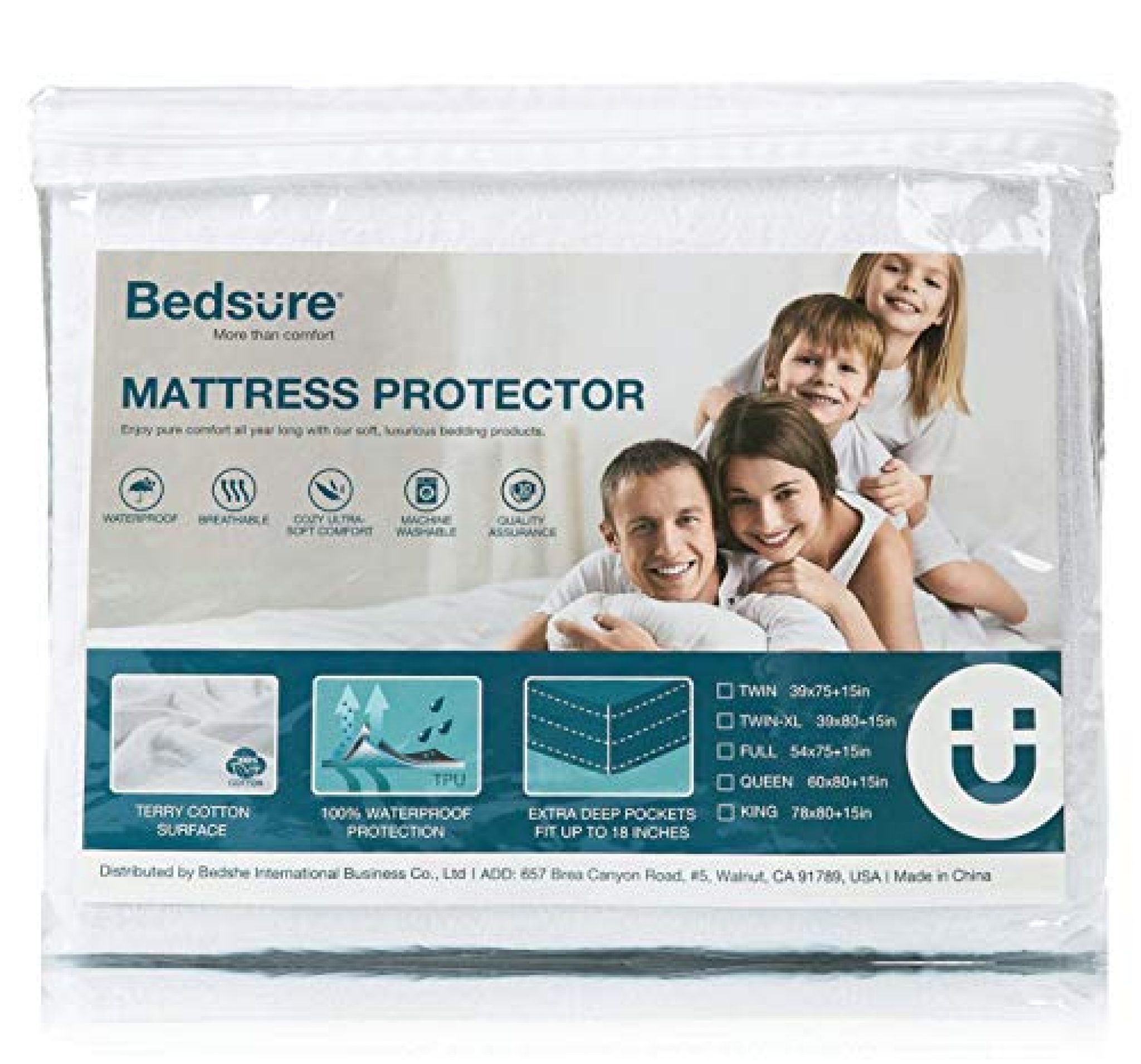 Bedsure 100% Waterproof Mattress Protector Queen Size (60 x 80 inches ...