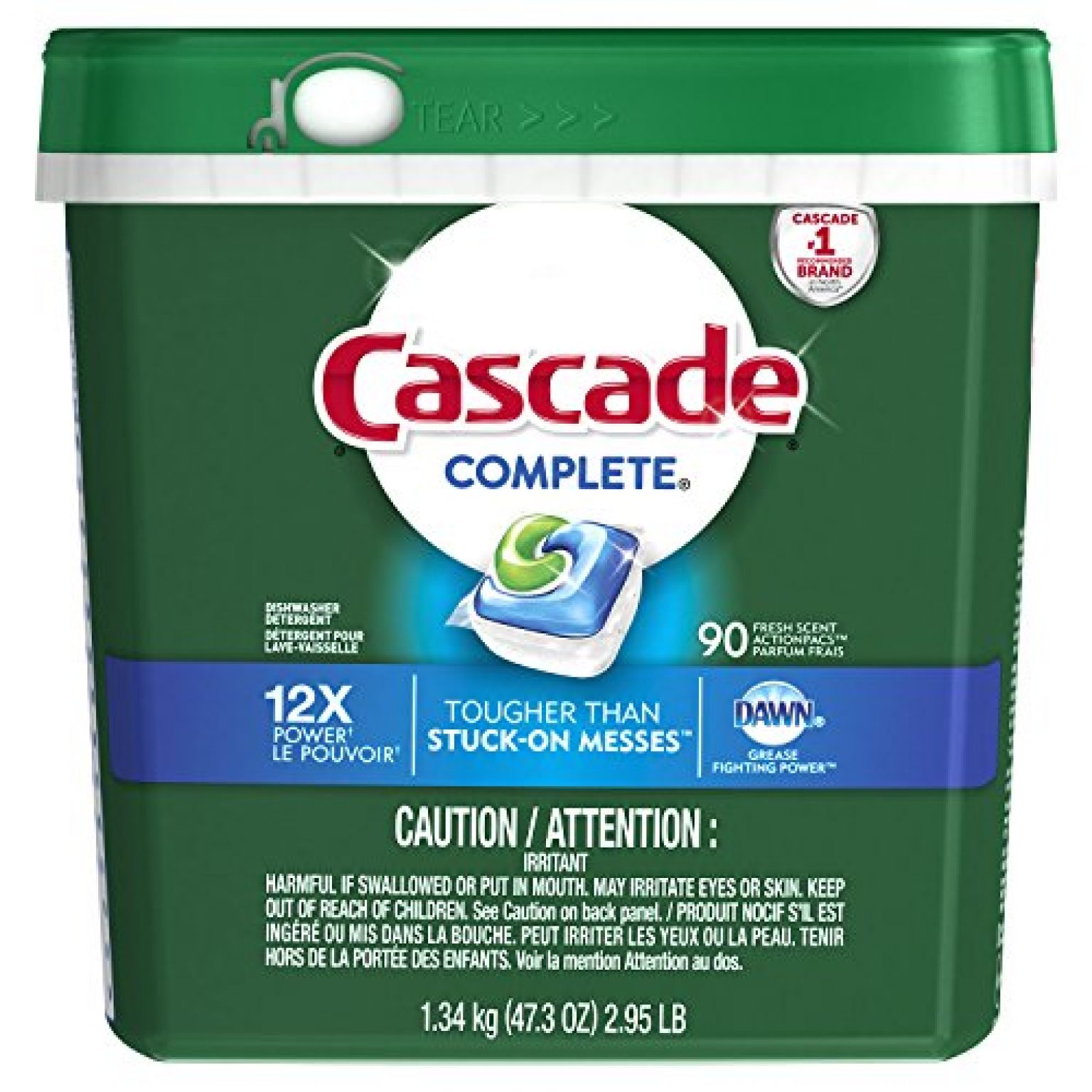 Cascade Complete Dishwasher Pods Detergent Actionpacs Fresh Scent 90 Count 1536x1536 