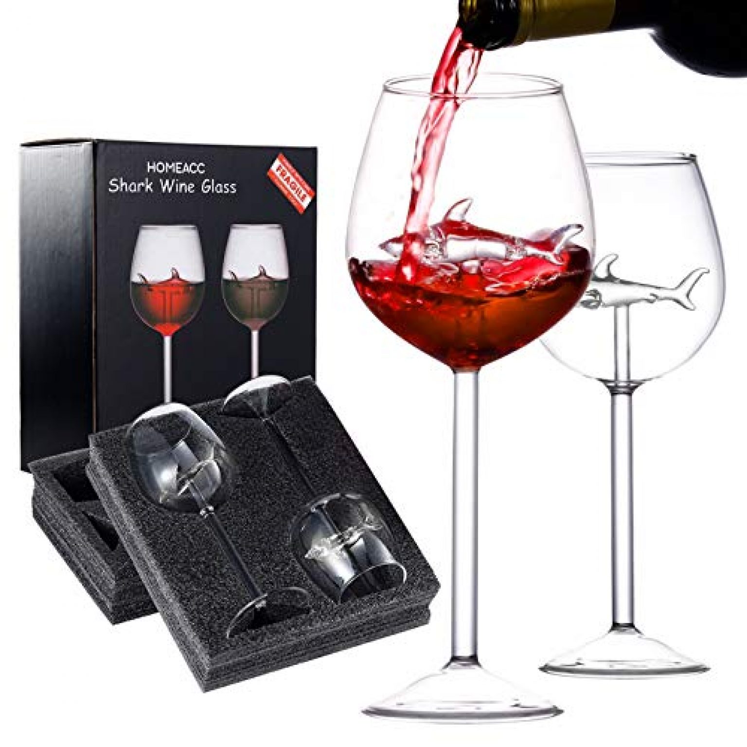 HOMEACC Shark Wine Glass Set of 2 with Box — Deals from SaveaLoonie!