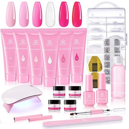 Makartt Pink & Bling Poly Nail Extension Gel Kit, Pink Nail Enhancement ...