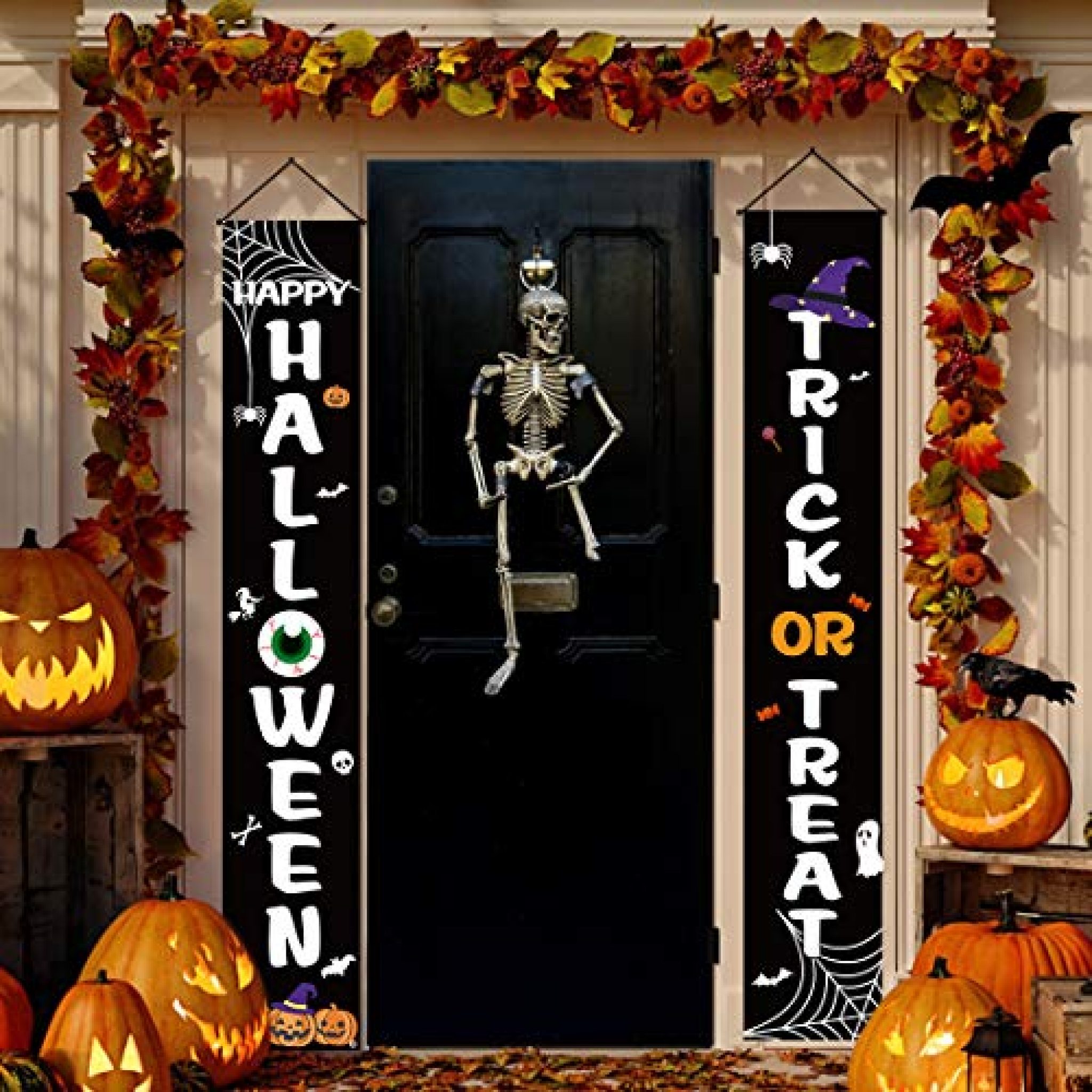 Halloween Door Banner Decorations, Trick or Treat & Happy Halloween ...
