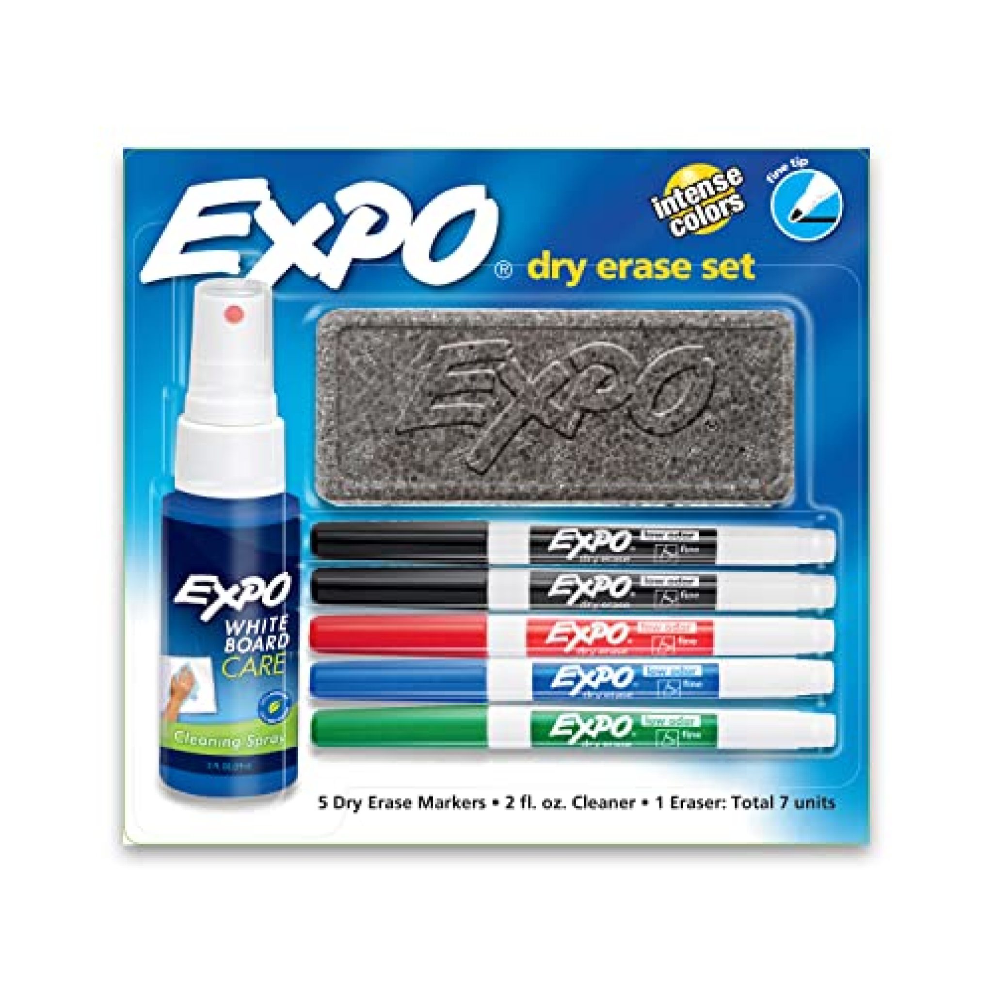 EXPO Low Odor Dry Erase Marker Set With White Board Eraser And Cleaner ...