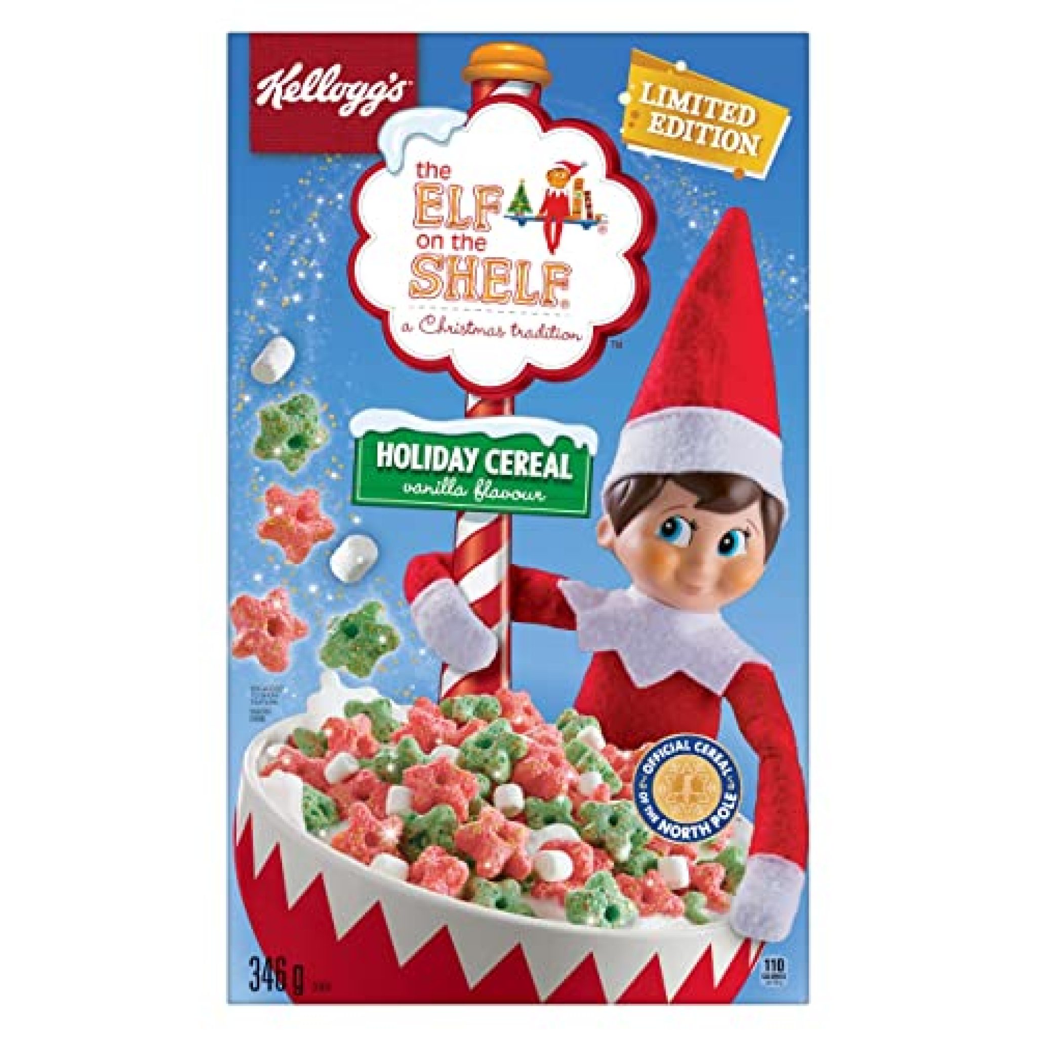 Kelloggs Elf On The Shelf Holiday Cereal Vanilla Flavour Limited Edition 346 G — Deals From 2005