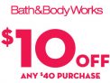 Bath & Body Works – $10 Off WUS $40 Coupon