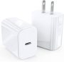 JSAUX 20W USB C Charger【2 Pack】, USB-C PD Fast Charger Block Type C Wall Charger Power Adapter 