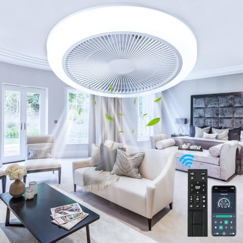 AIZCI Enclosed Ceiling Fan with Lights and Remote 