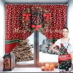 BRIMENERG Red Christmas Farmhouse Decoration Swag Curtains