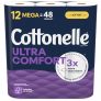 Cottonelle Ultra Comfort Toilet Paper, 12 Mega Rolls (12 Mega Rolls = 48 Regular Rolls)