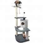 Fur Haven Tiger Tough Round House Corner Playground Cat Furniture Tree, Gray and White, Large