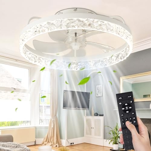 Golovech 20” Flush Mount Ceiling Fan with Lights and Remote