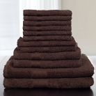 Lavish Home 12-Piece 100-Percent Cotton Towel Set, Chocolate