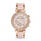 Michael Kors Mid-Size Rose Goldtone/Stainless Steel Parker Three-Hand Glitz Watch