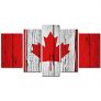 My Easy Art 5 Pieces Canadian Flag on Aged Wooden Wall Modern Print On Canvas Wall Artwork for Wall Décor