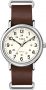 Timex Weekender White Dial and Brown Leather Nato Strap