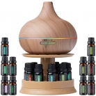 Ultimate Aromatherapy Ultrasonic 300ml Diffuser & Top 10 Therapeutic Grade Essential Oils Set w/Rotating Display Stand