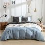 WARMDERN Grey Blue Duvet Cover Set, King Size