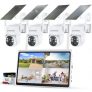PTZ Wireless Solar Powered Security Cameras with 10 inch Monitor and 4 Cameras